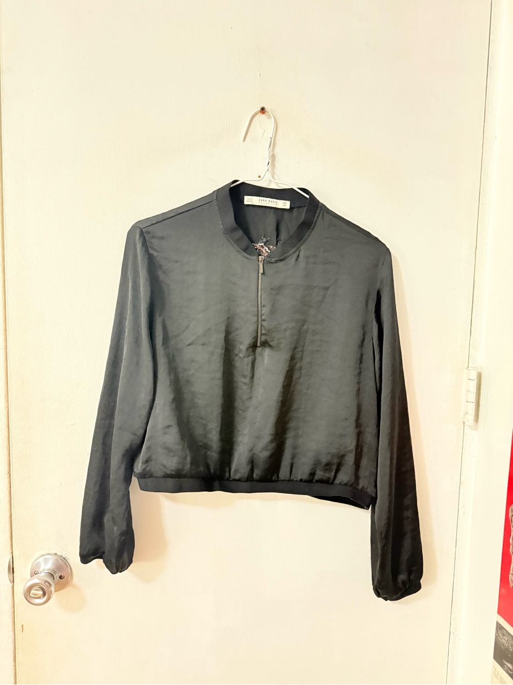 Zara Satin Half-Zip Blouse